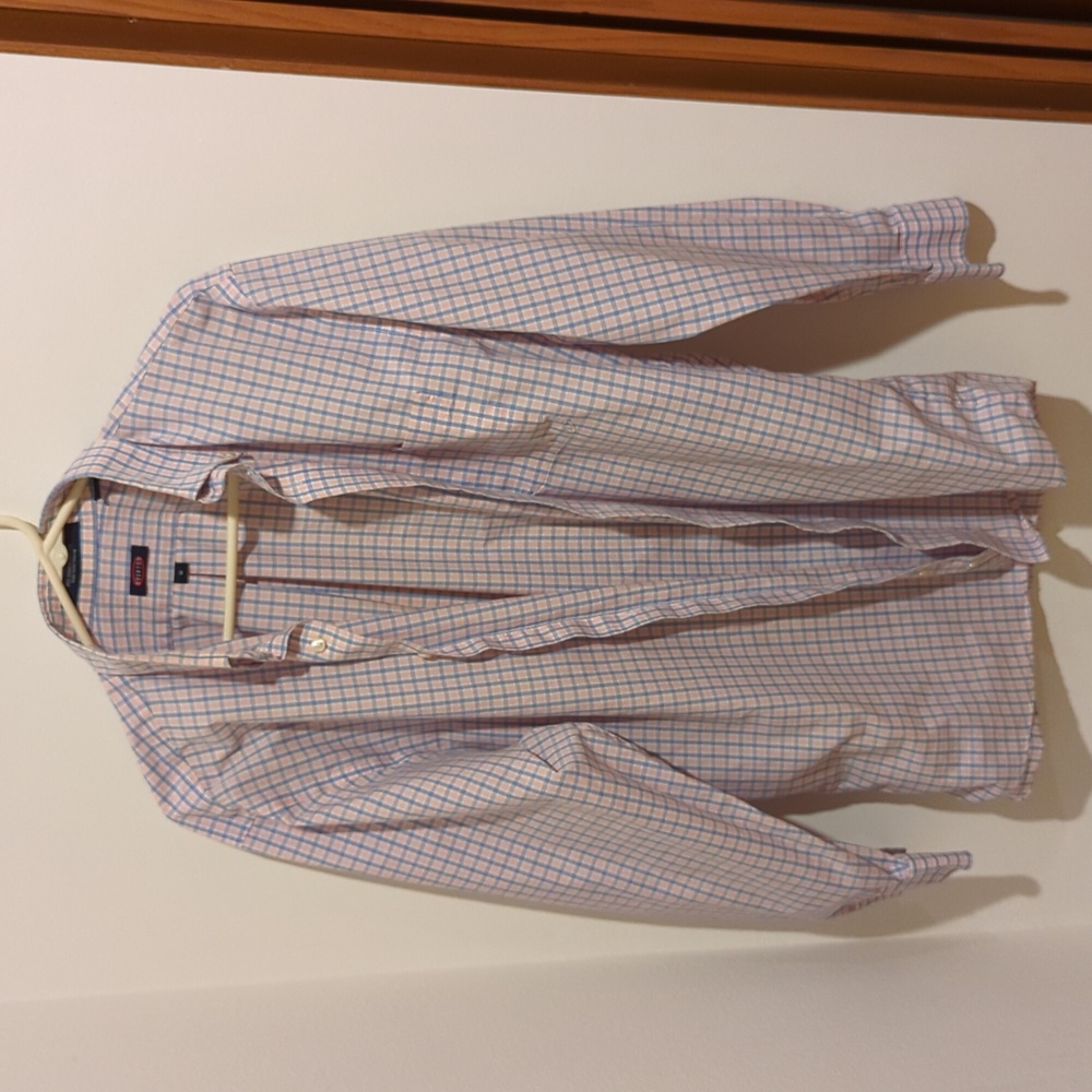 Overton Medium Mens pink and blue dress shirt